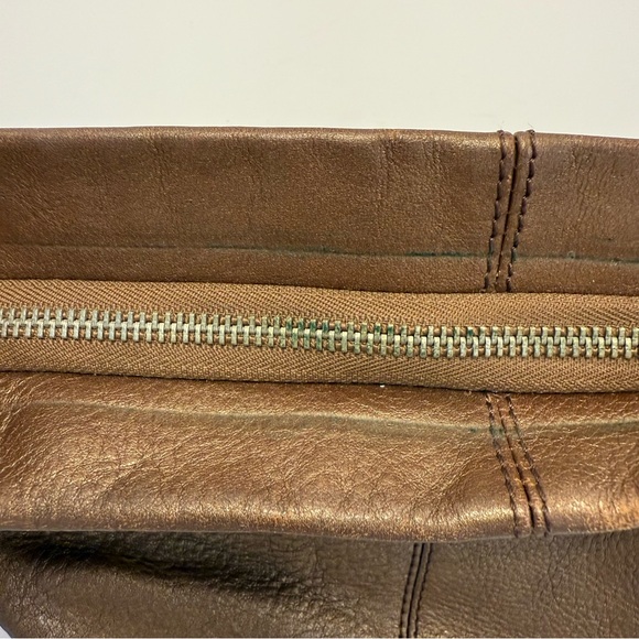 Etienne Aigner Bronze Pebbled Leather Slouchy Hobo Bag Braided Strap - Picture 14 of 16